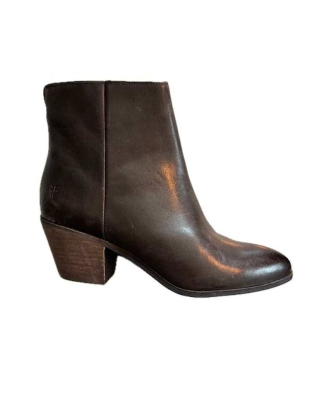 Frye Megan Brown Leather Ankle Booties Wms Sz 8M Side Zip  NEW